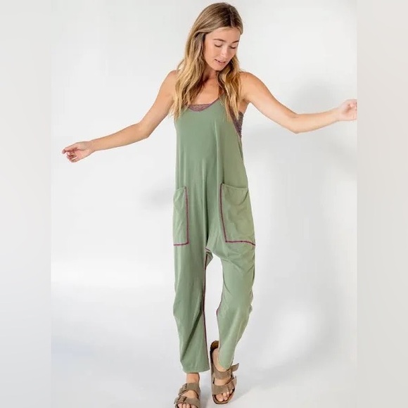 NATURAL LIFE Pants - Natural life Lucy jumpsuit green/purple size medium